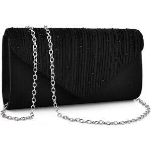 Evening Clutch Purse for Women Sparkly Bow Glitter Wedding Party Black Bag